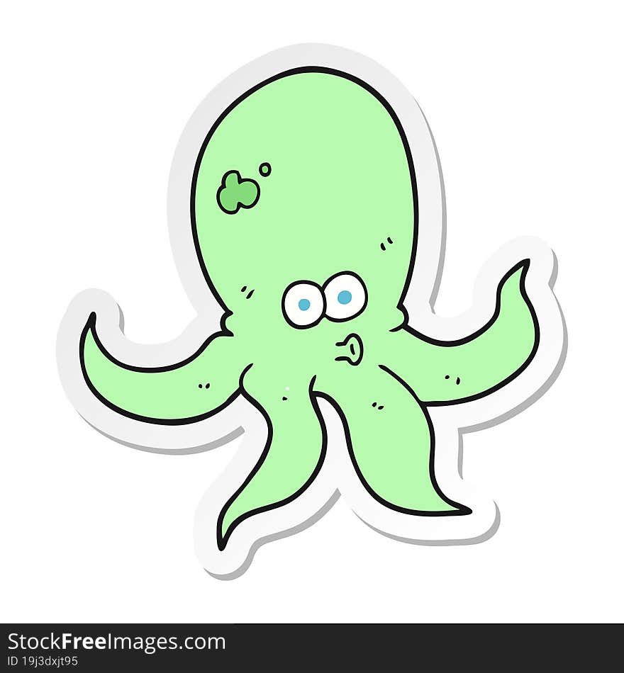 sticker of a cartoon octopus