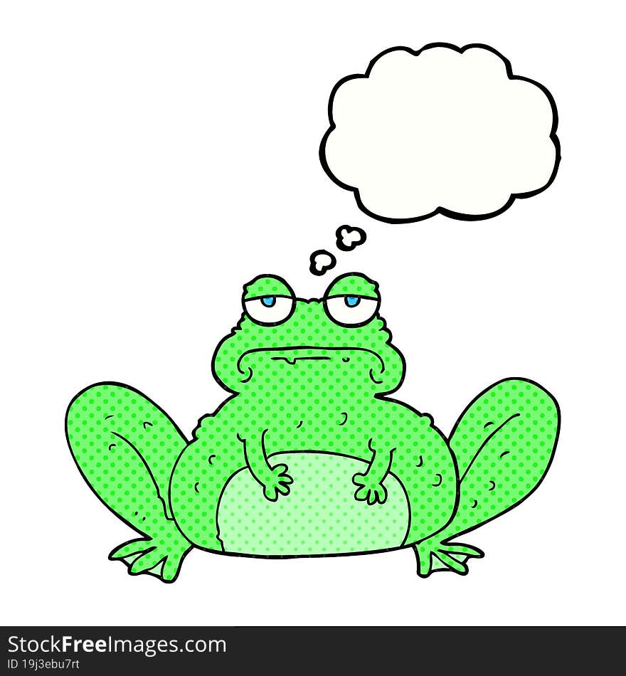 freehand drawn thought bubble cartoon frog