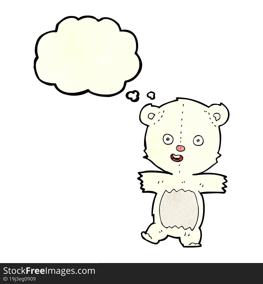 Cartoon Cute Polar Bear Cub With Thought Bubble