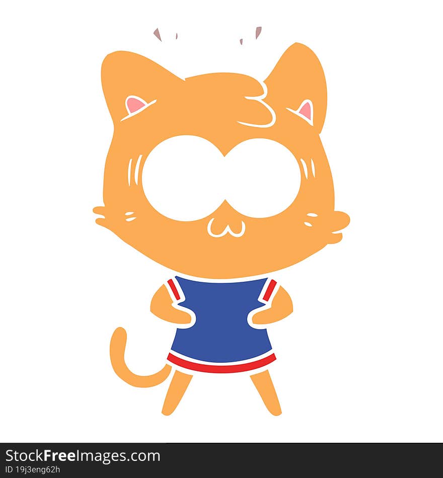 Flat Color Style Cartoon Surprised Cat