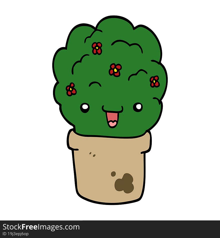 Cartoon Shrub In Pot