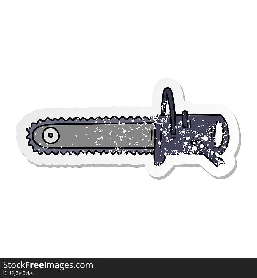 distressed sticker cartoon doodle fo a chain saw