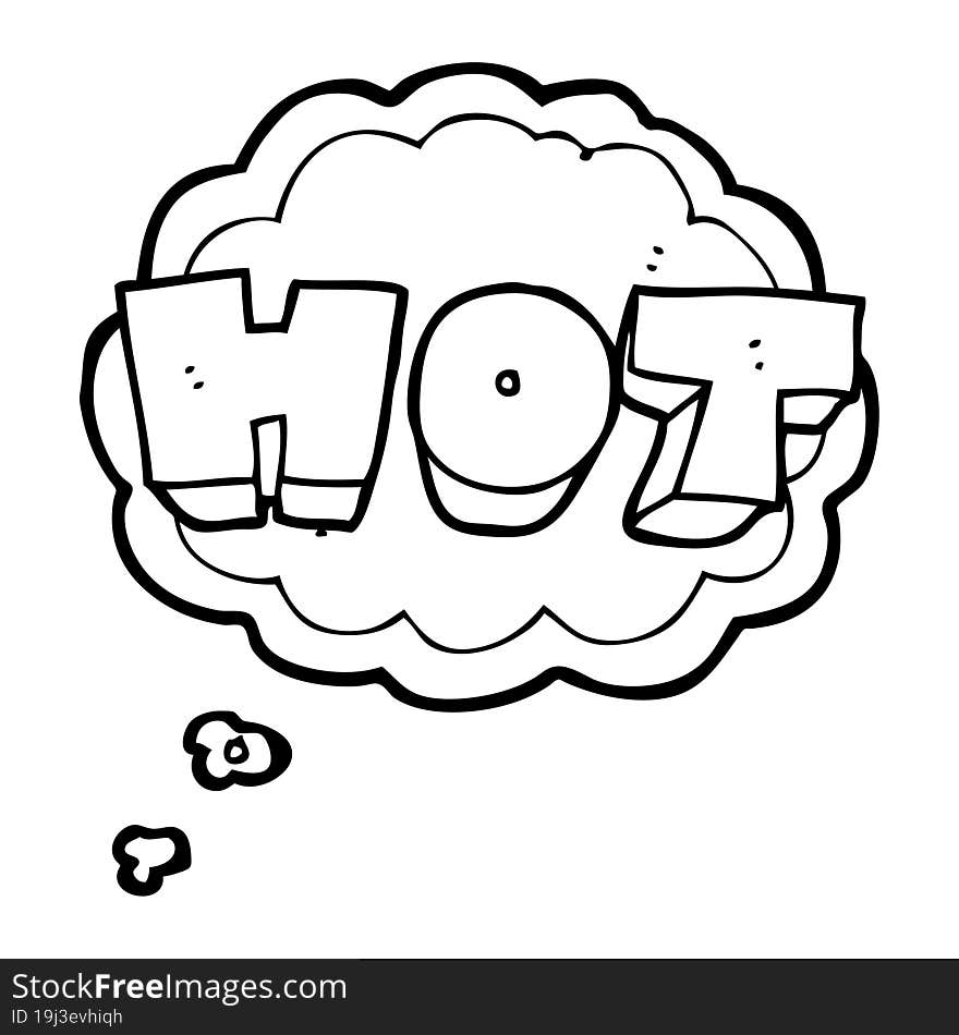 thought bubble cartoon word hot