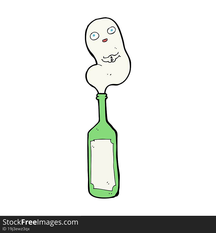 cartoon ghost in bottle