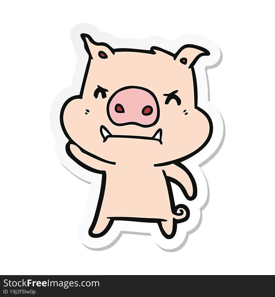 sticker of a angry cartoon pig