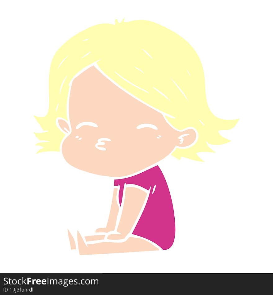 flat color style cartoon woman sitting