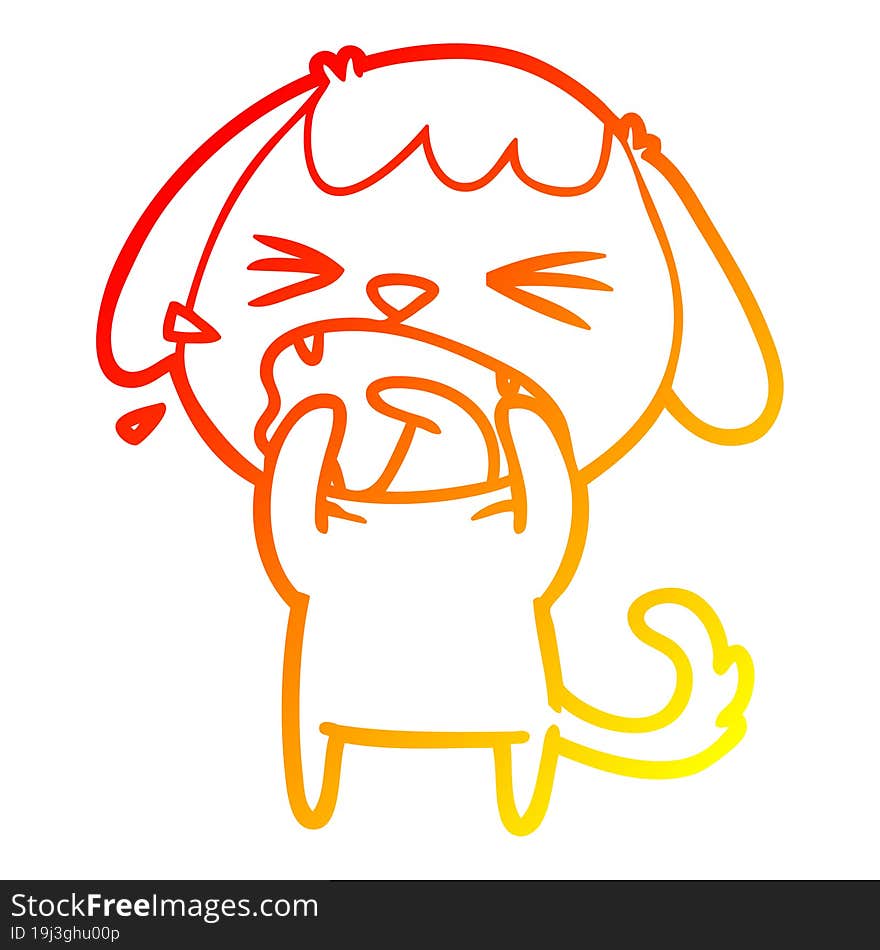 warm gradient line drawing cute cartoon dog barking