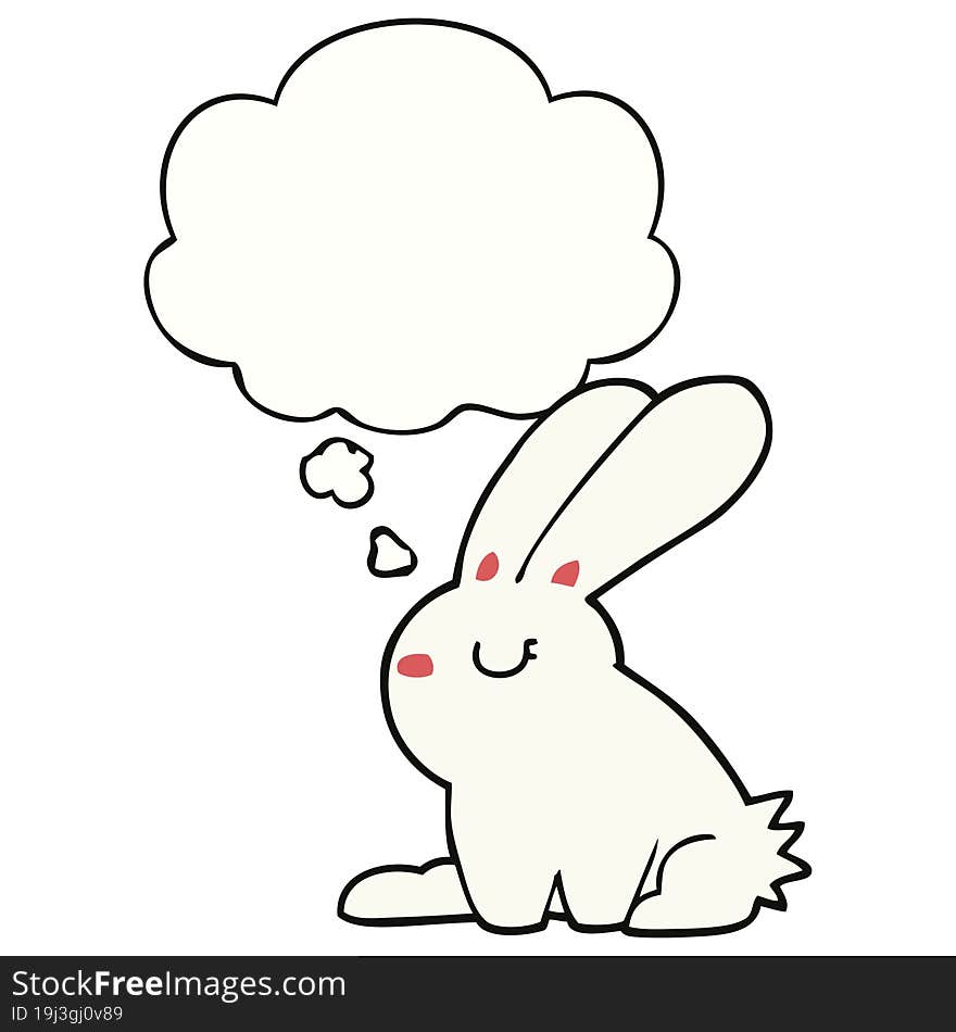 cartoon rabbit and thought bubble