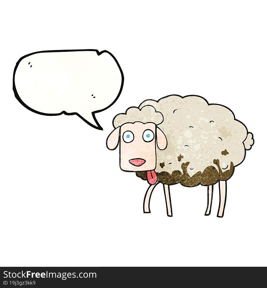 speech bubble textured cartoon muddy sheep