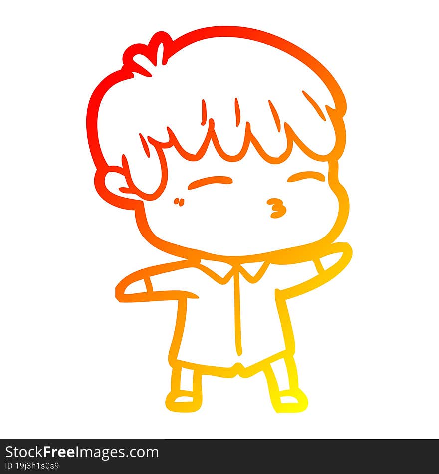 warm gradient line drawing cartoon curious boy