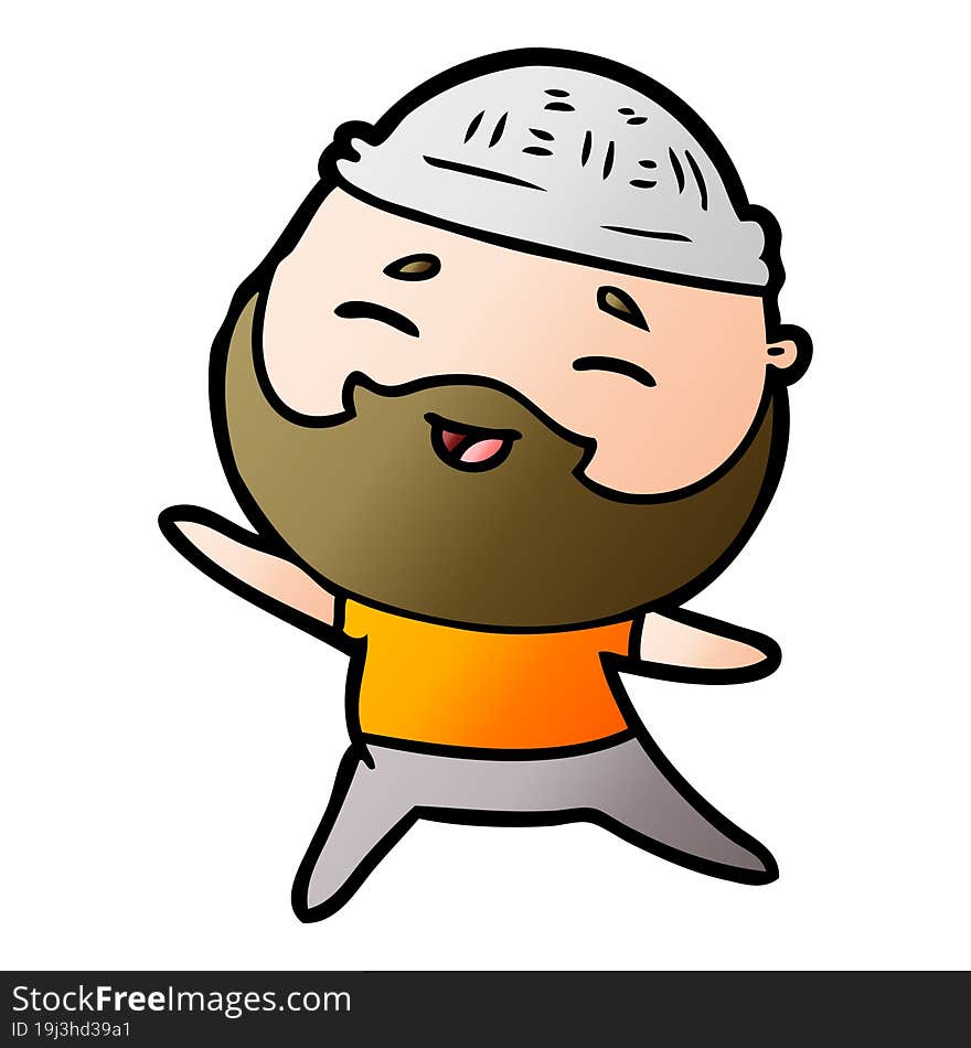 cartoon happy bearded man. cartoon happy bearded man