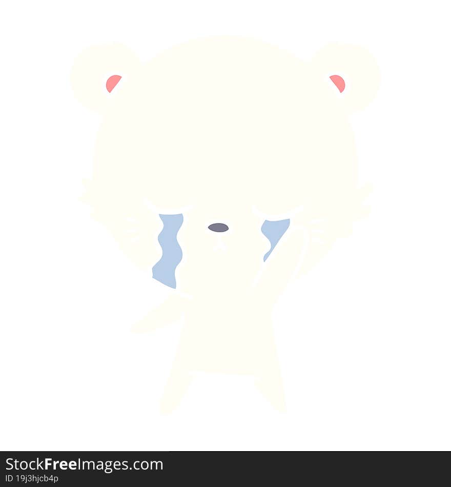 crying flat color style cartoon polarbear