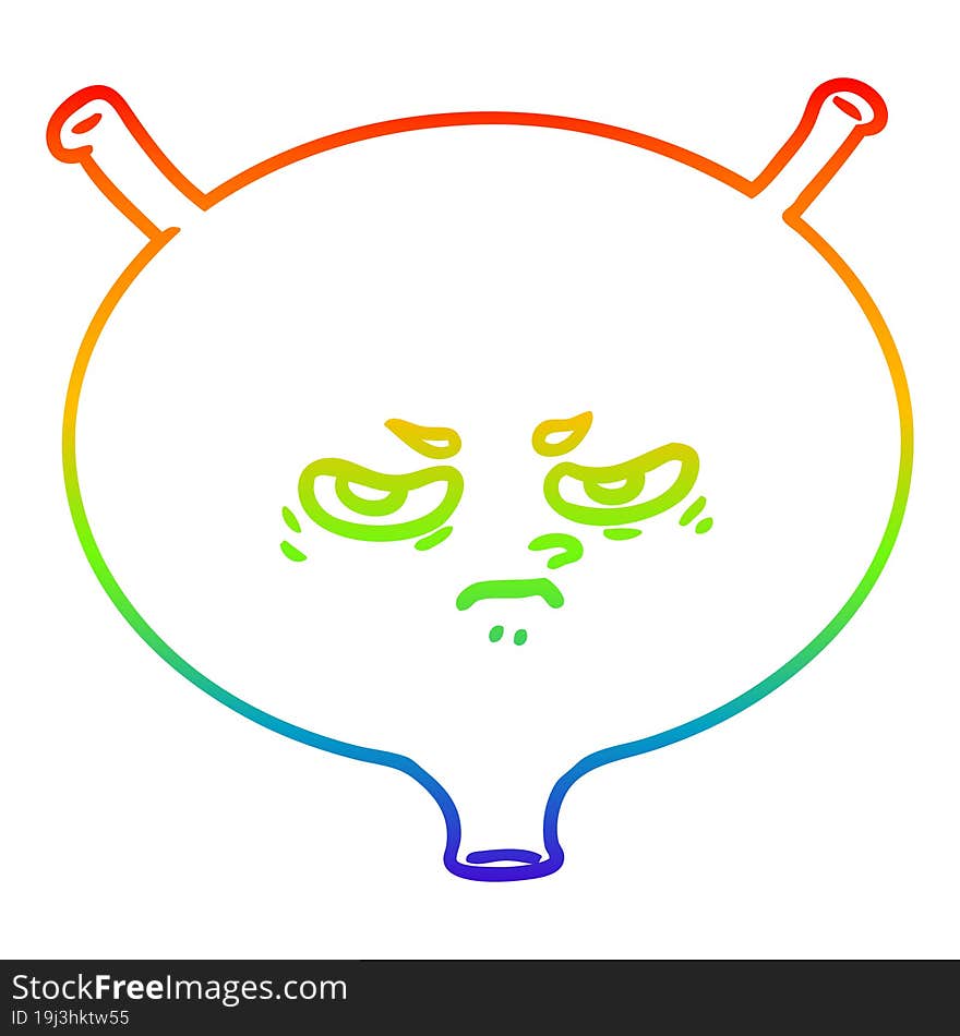 Rainbow Gradient Line Drawing Cartoon Angry Bladder