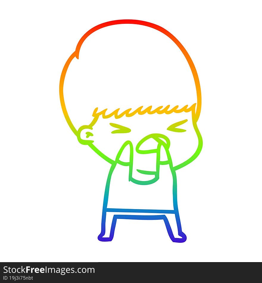 rainbow gradient line drawing cartoon stressed man