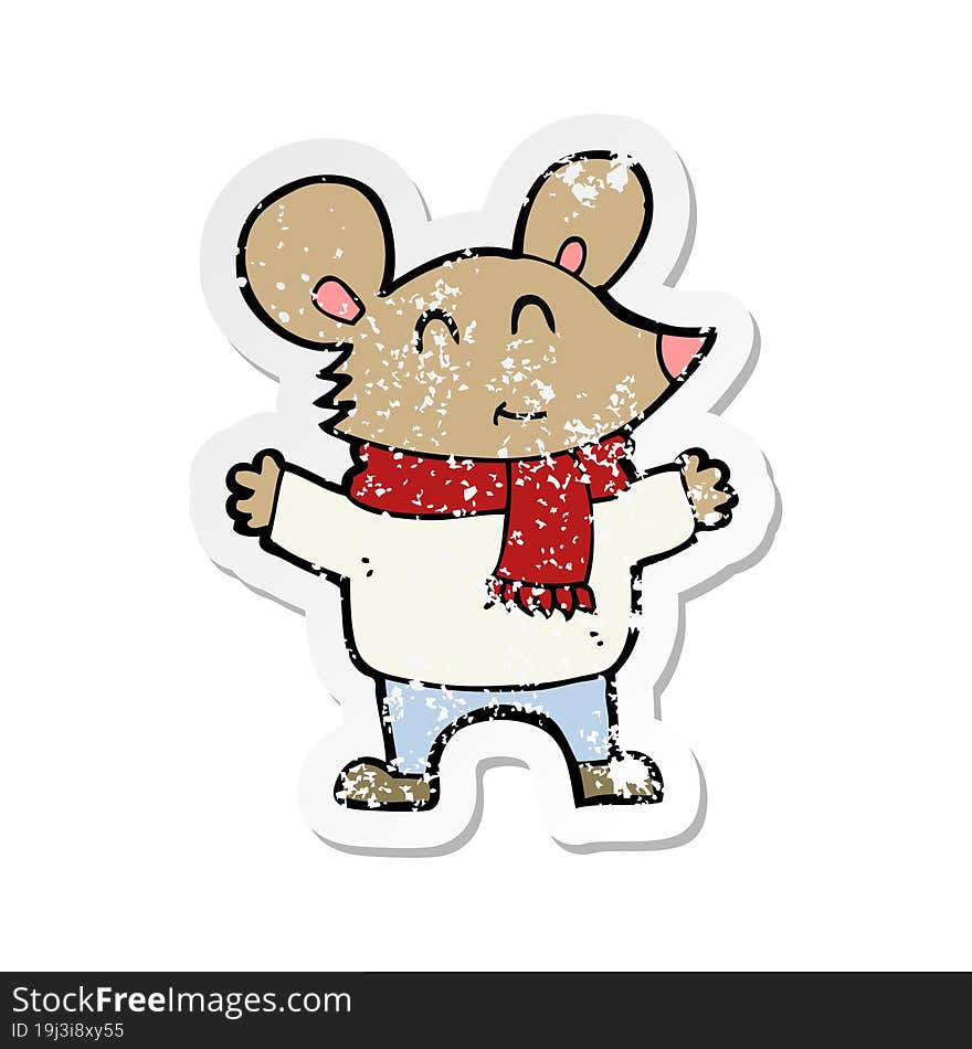 Retro Distressed Sticker Of A Cartoon Mouse