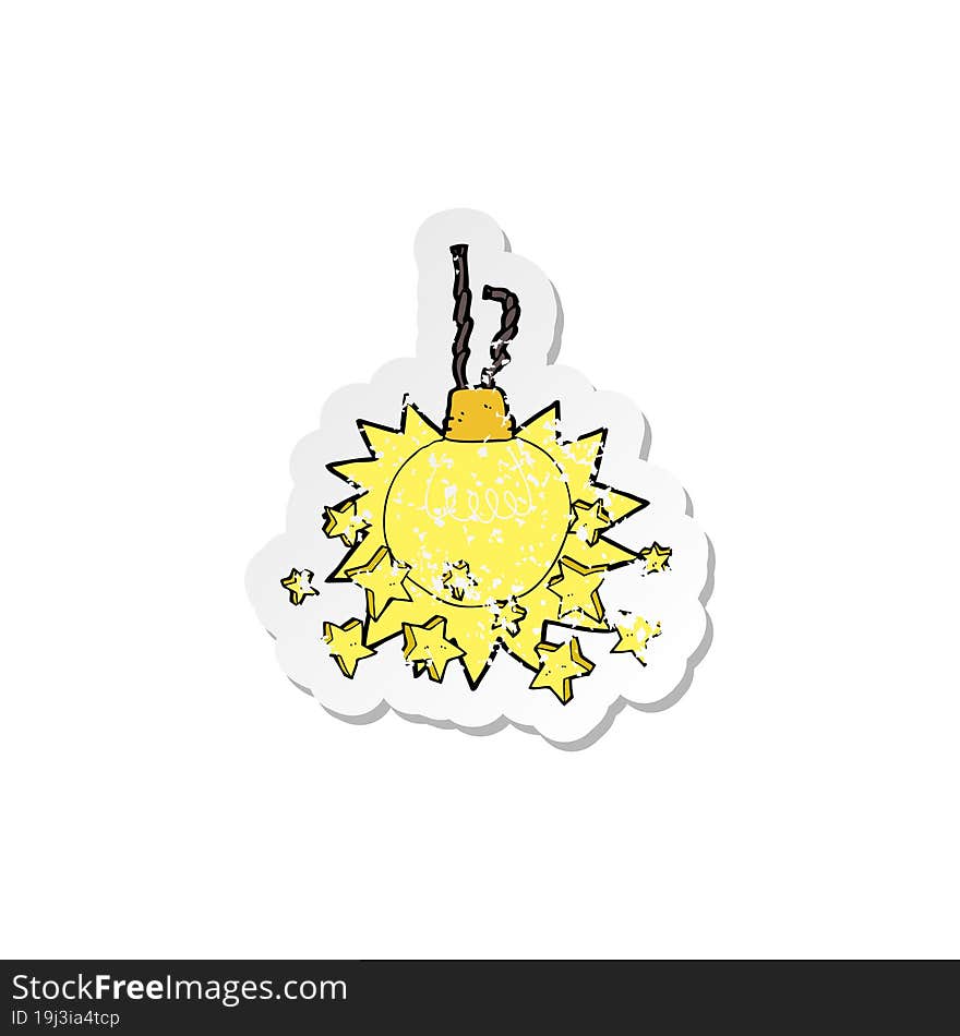 retro distressed sticker of a cartoon shining light bulb