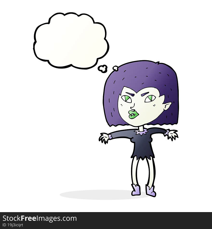 Cartoon Vampire Girl With Thought Bubble