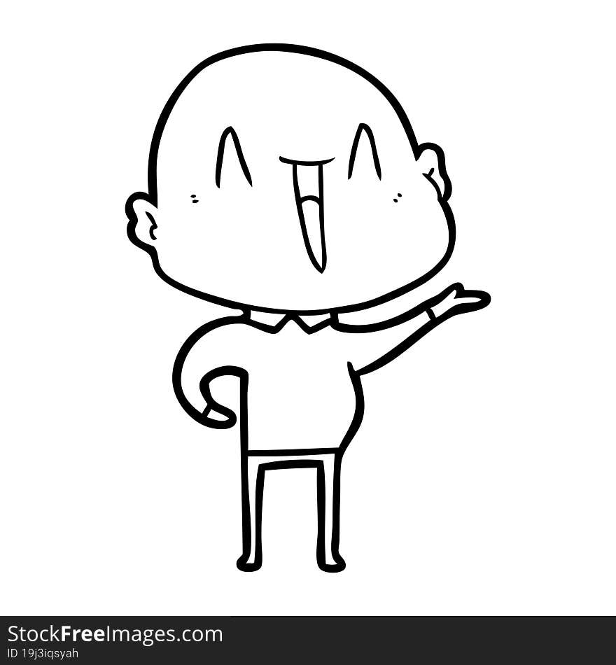 happy cartoon bald man. happy cartoon bald man