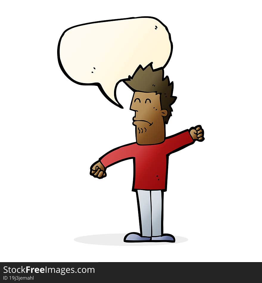 cartoon stressed man with speech bubble