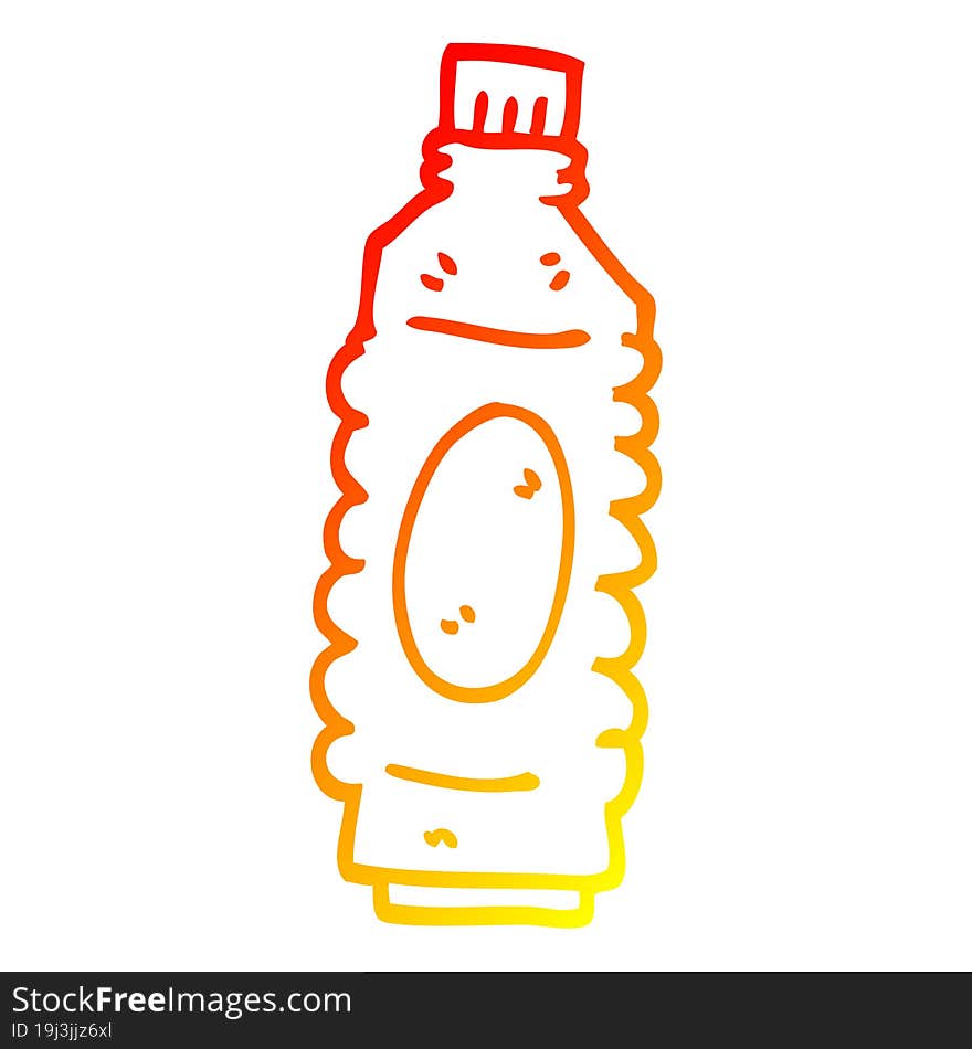 warm gradient line drawing cartoon water bottle