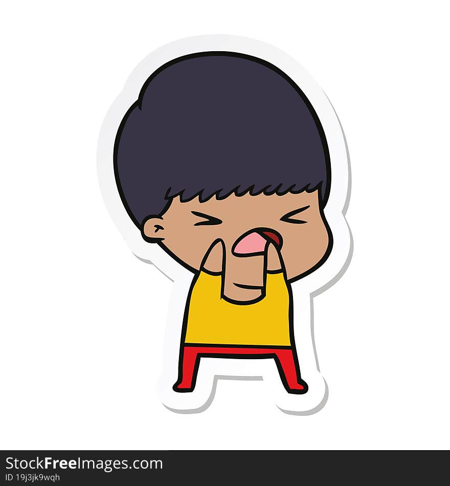 sticker of a cartoon stressed man