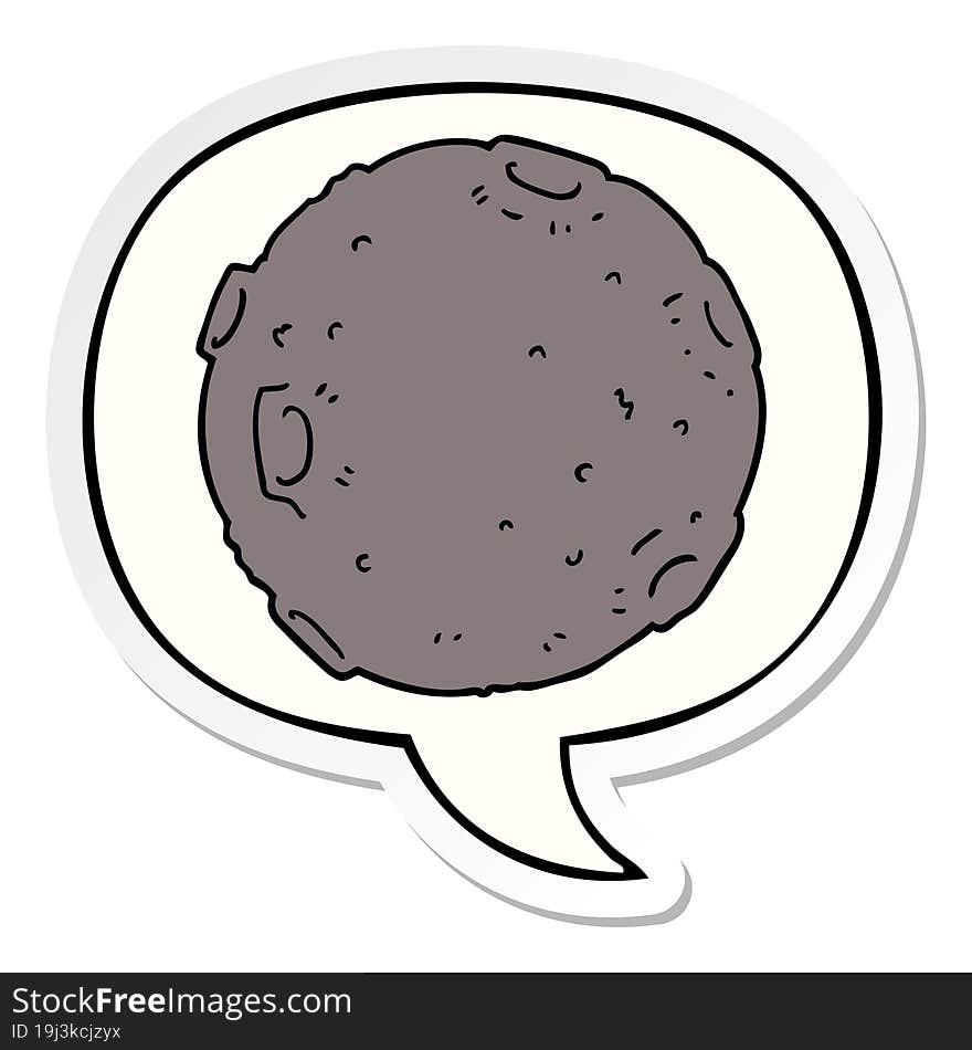 cartoon moon and speech bubble sticker