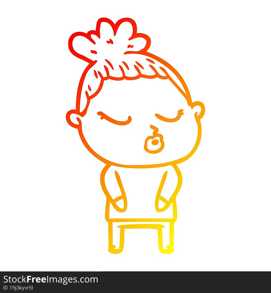 warm gradient line drawing cartoon calm woman