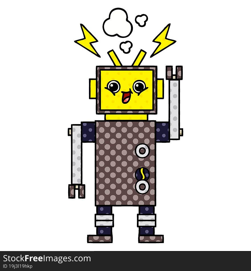 Comic Book Style Cartoon Robot