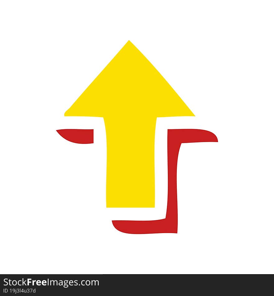 flat color retro cartoon of a directional arrow