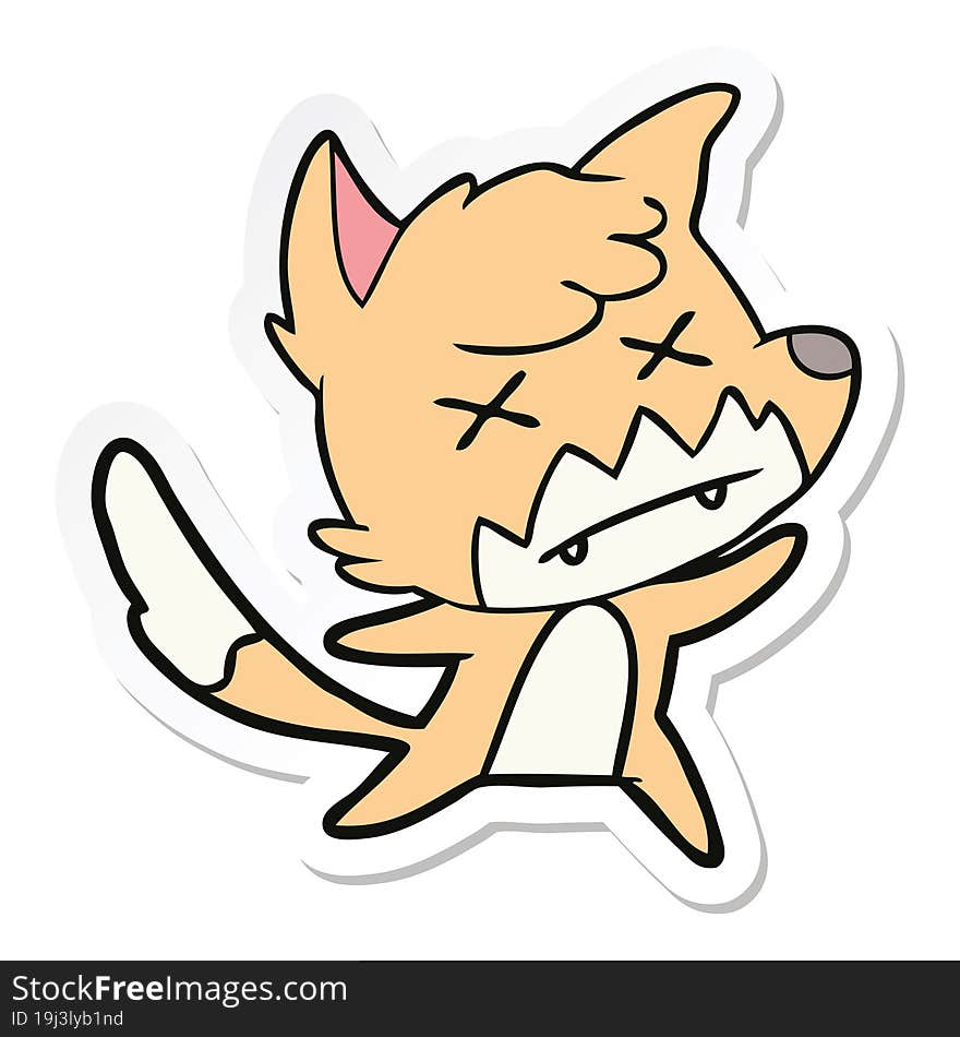 sticker of a cartoon dead fox