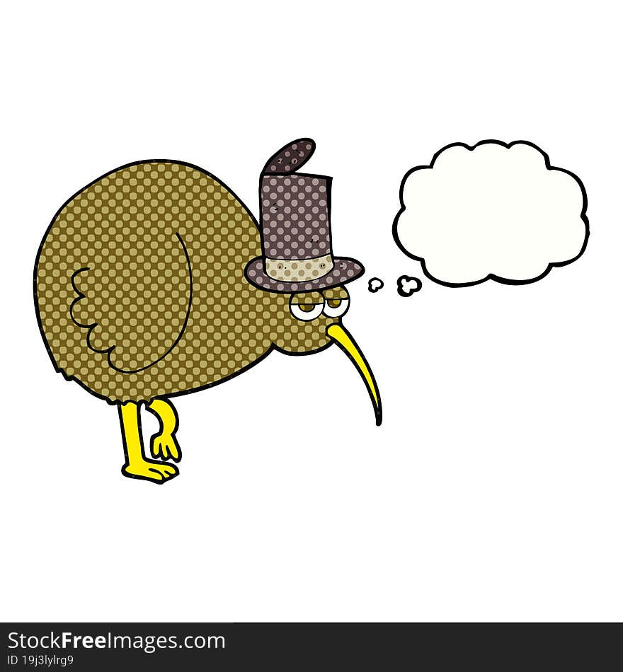 thought bubble cartoon kiwi bird