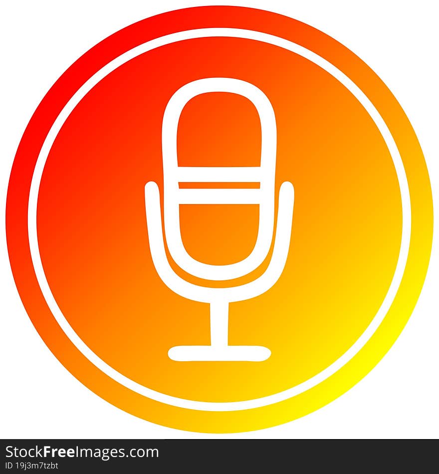 microphone recording circular icon with warm gradient finish. microphone recording circular icon with warm gradient finish