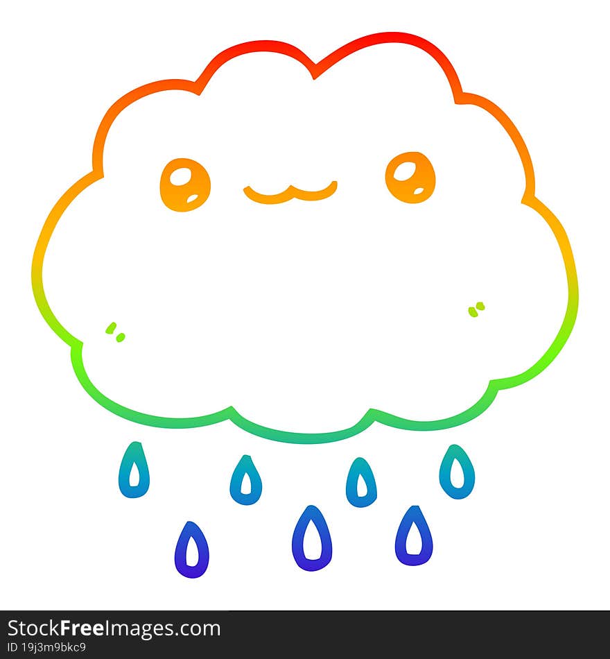 rainbow gradient line drawing cartoon cloud