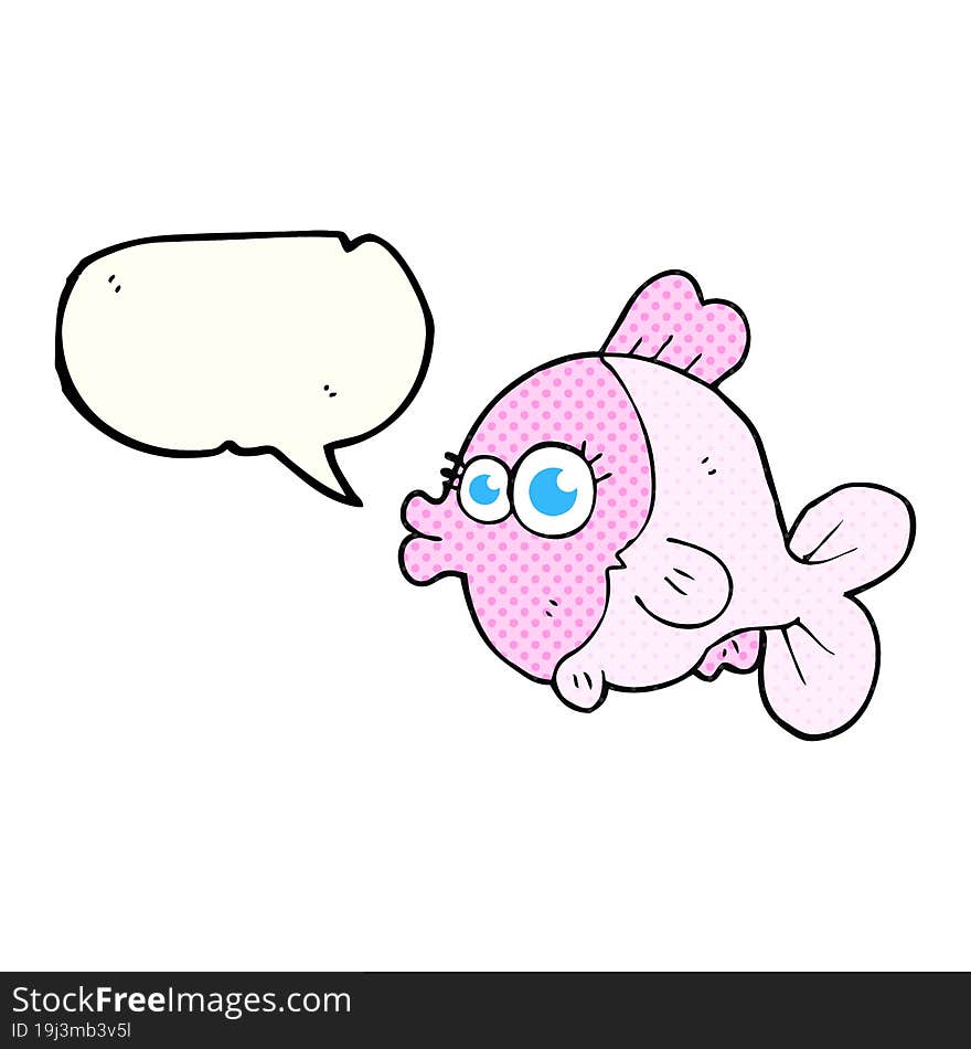 Funny Comic Book Speech Bubble Cartoon Fish With Big Pretty Eyes