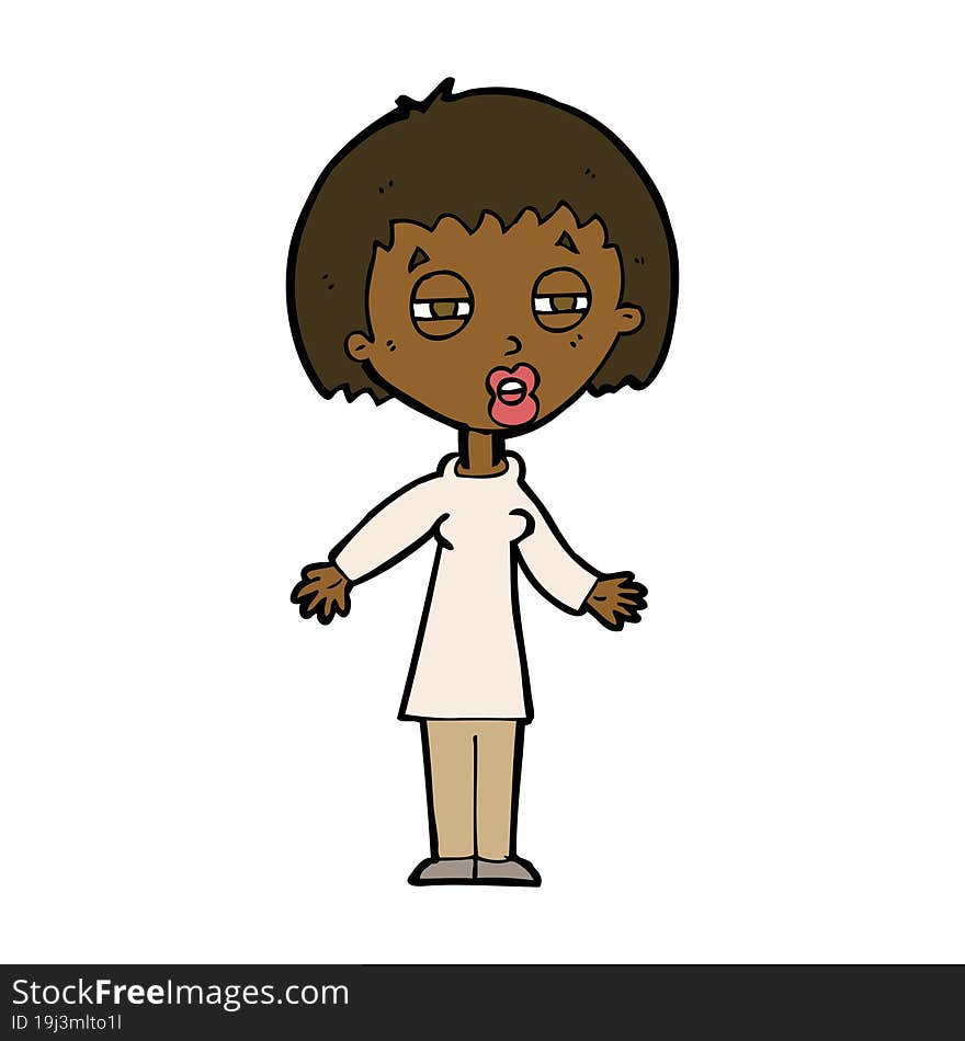 cartoon tired woman