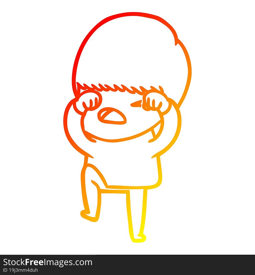 Warm Gradient Line Drawing Cartoon Stressed Man