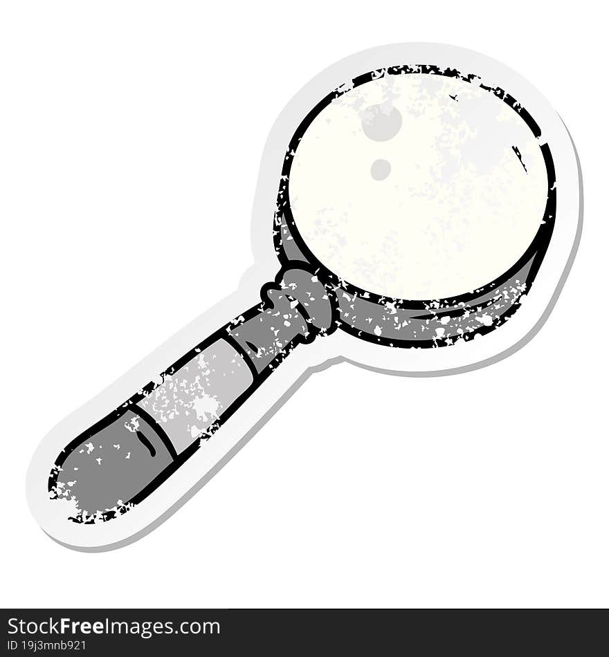 Distressed Sticker Cartoon Doodle Of A Magnifying Glass