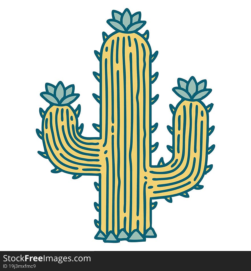 tattoo style icon of a cactus