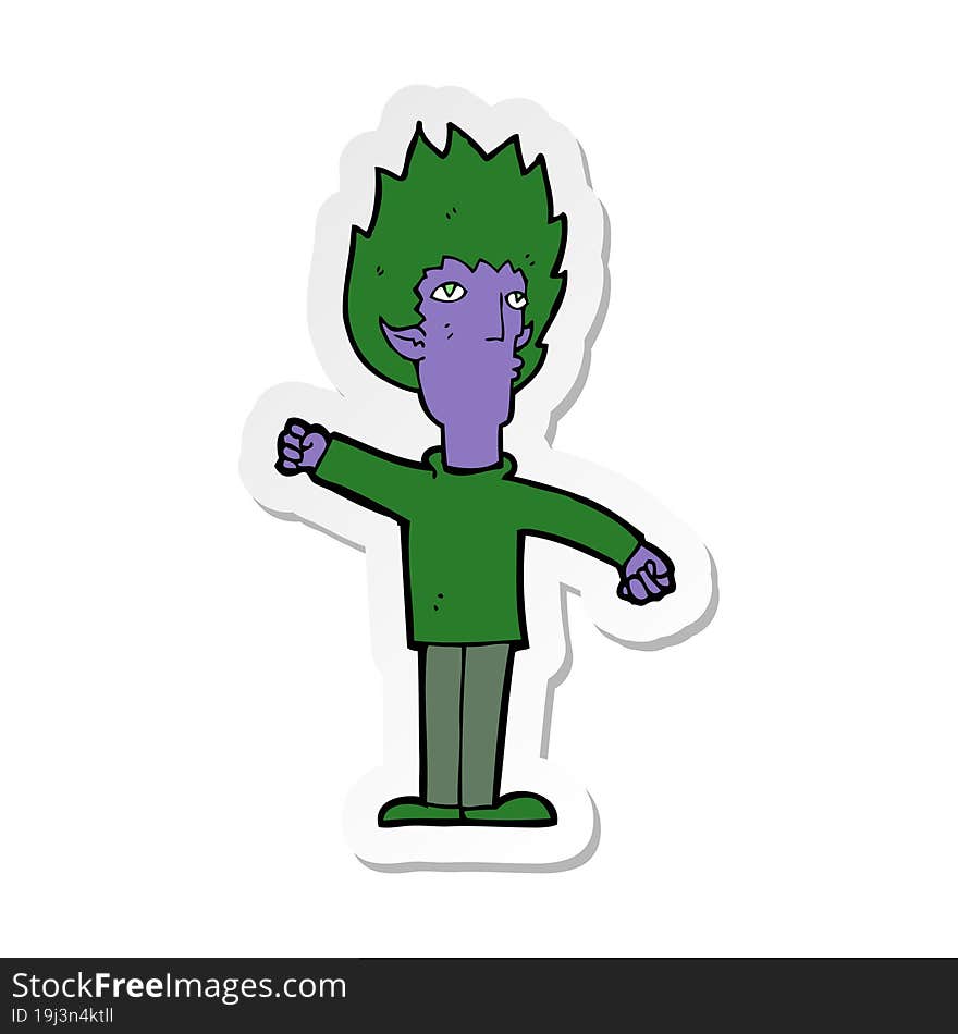 Sticker Of A Cartoon Vampire Man