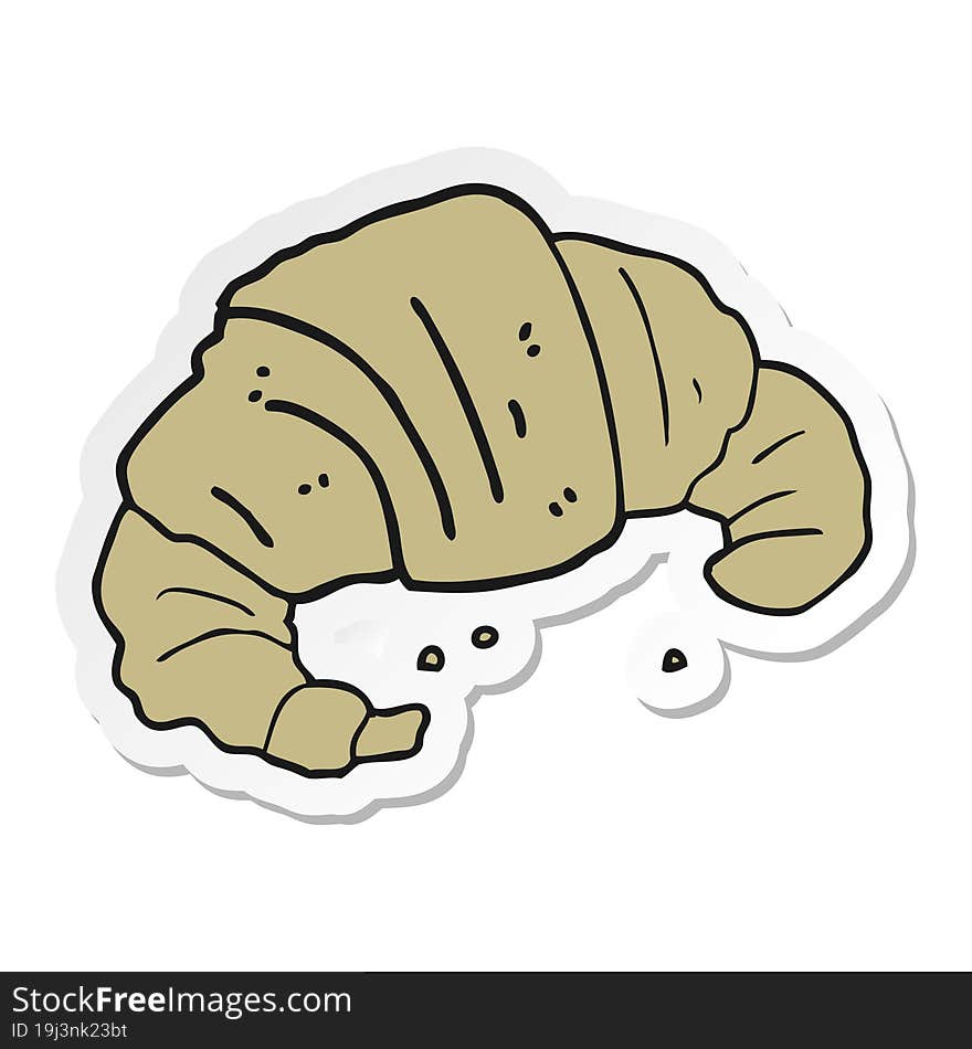 sticker of a cartoon croissant