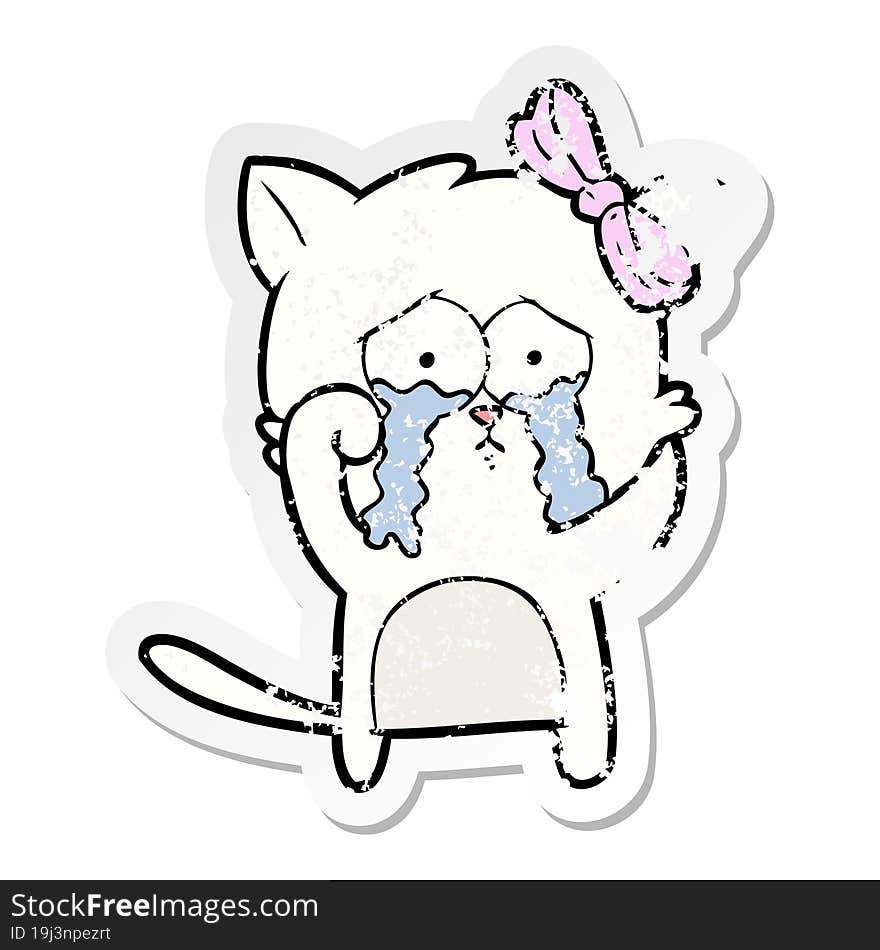 distressed sticker of a cartoon cat