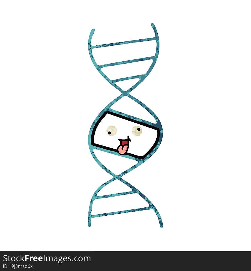 retro illustration style cartoon DNA strand