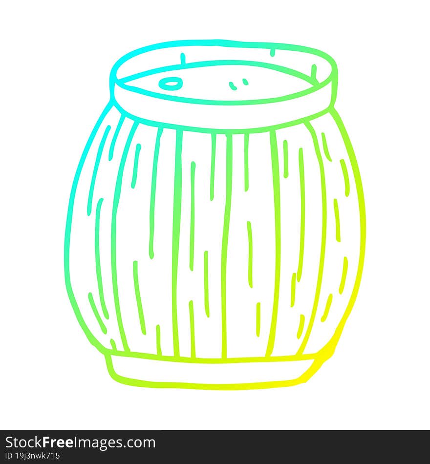 Cold Gradient Line Drawing Cartoon Beer Barrel