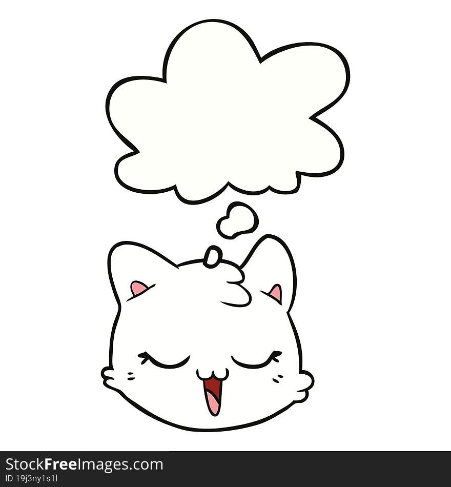 cartoon cat face with thought bubble. cartoon cat face with thought bubble