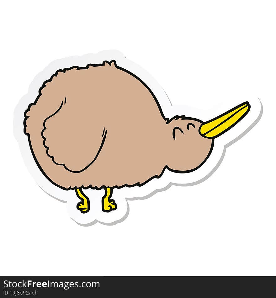 Sticker Of A Cartoon Kiwi Bird