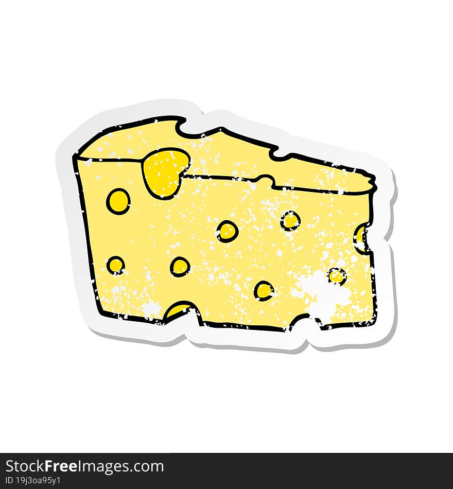 Distressed Sticker Of A Cartoon Cheese