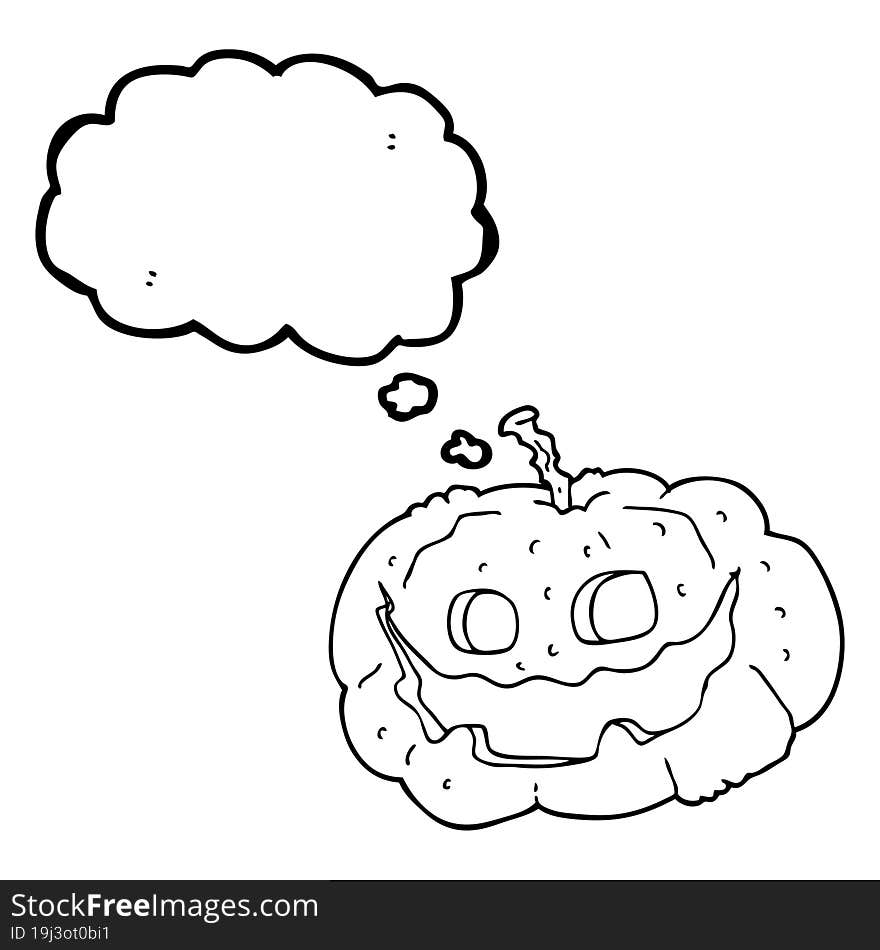 freehand drawn thought bubble cartoon halloween pumpkin