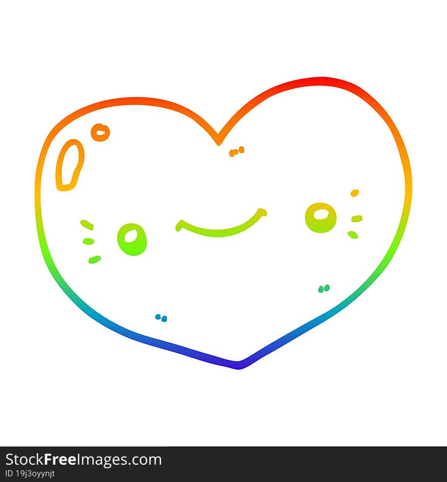 rainbow gradient line drawing heart cartoon character