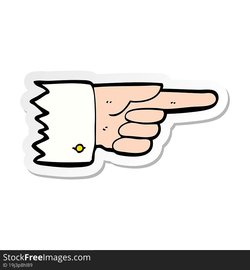 sticker of a cartoon pointing hand symbol