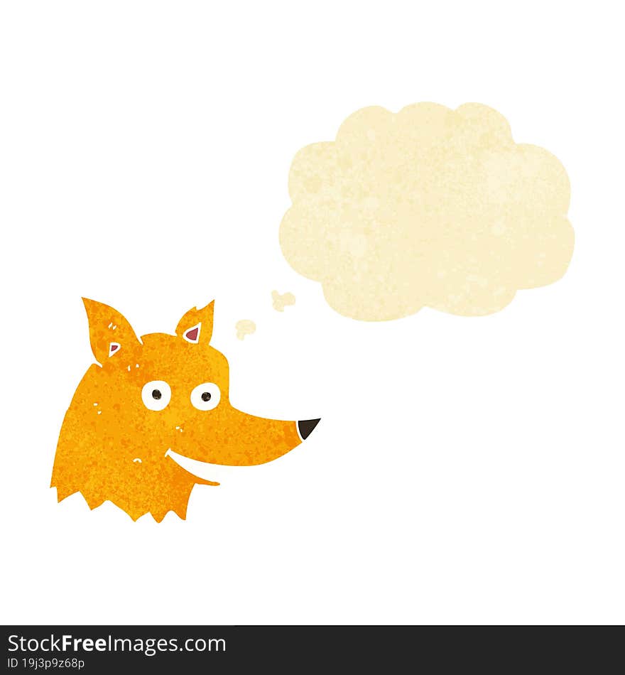 cartoon fox head with thought bubble